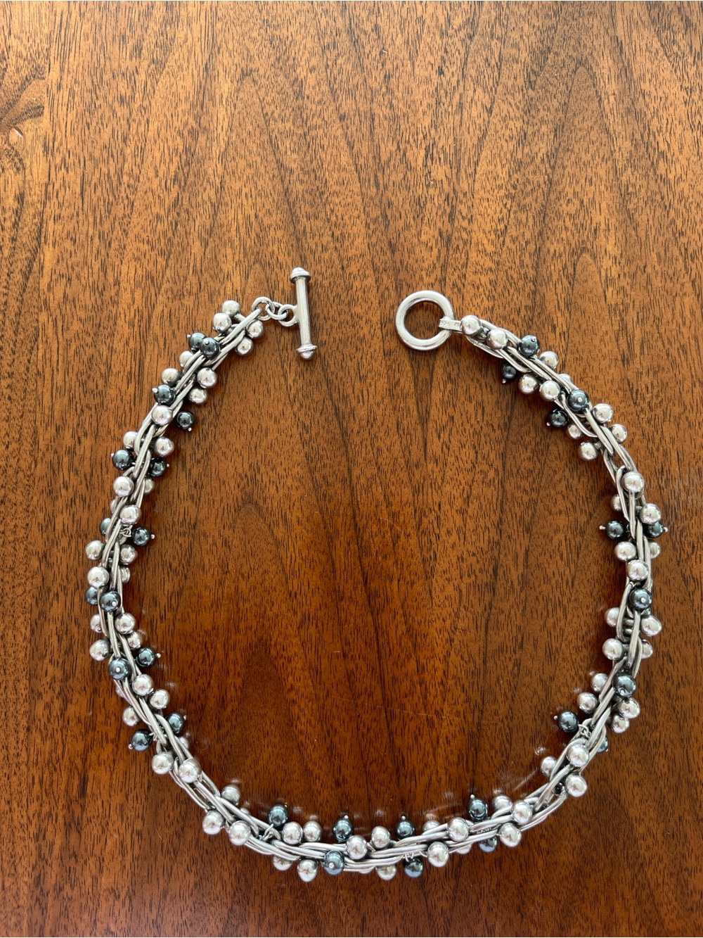 18” Sterling  Silver double-strand necklace.